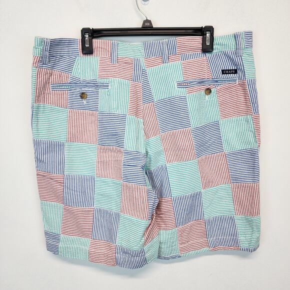 Chaps Pastel Colorblock Shorts Mens 38 Cotton Striped Southern Preppy Casual - Picture 2 of 8
